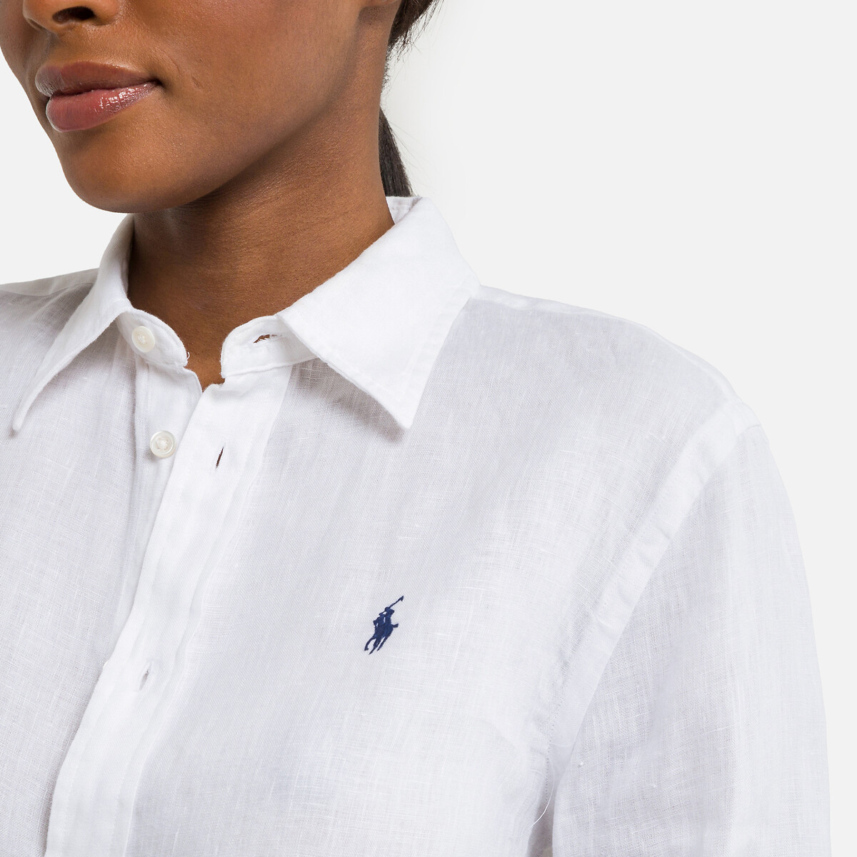 Рубашка Льняная с длинными рукавами S белый LaRedoute, размер S - фото 3