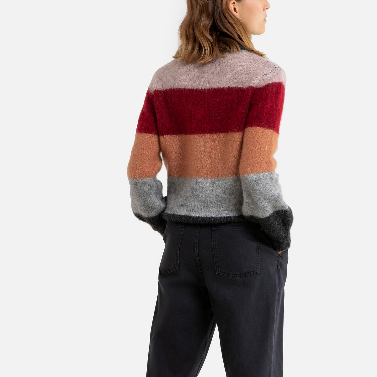 Пуловер La Redoute В широкую полоску из плотного трикотажа M/L серый, размер M/L В широкую полоску из плотного трикотажа M/L серый - фото 4