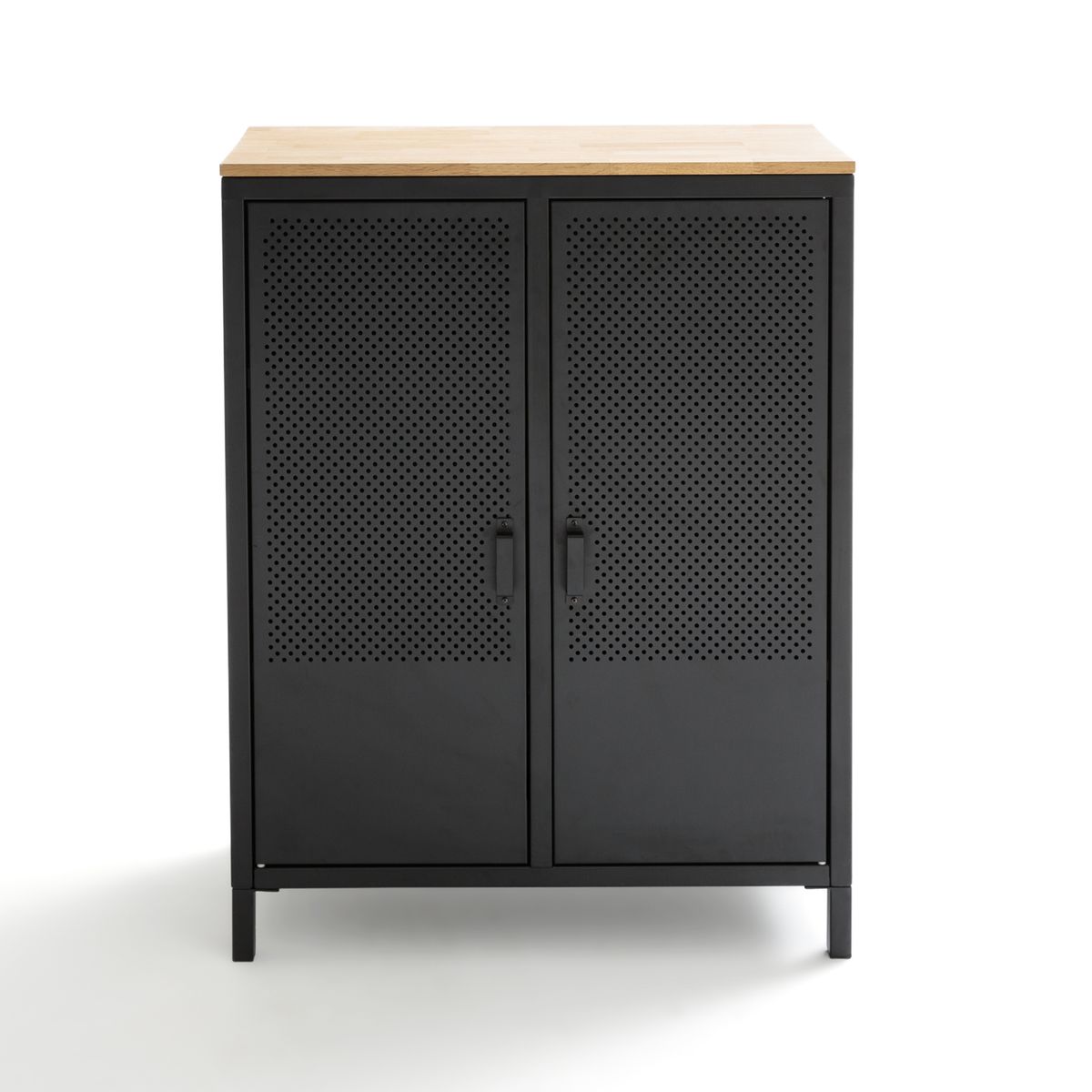 Armoire basse 2 portes métal et chêne AGAMA