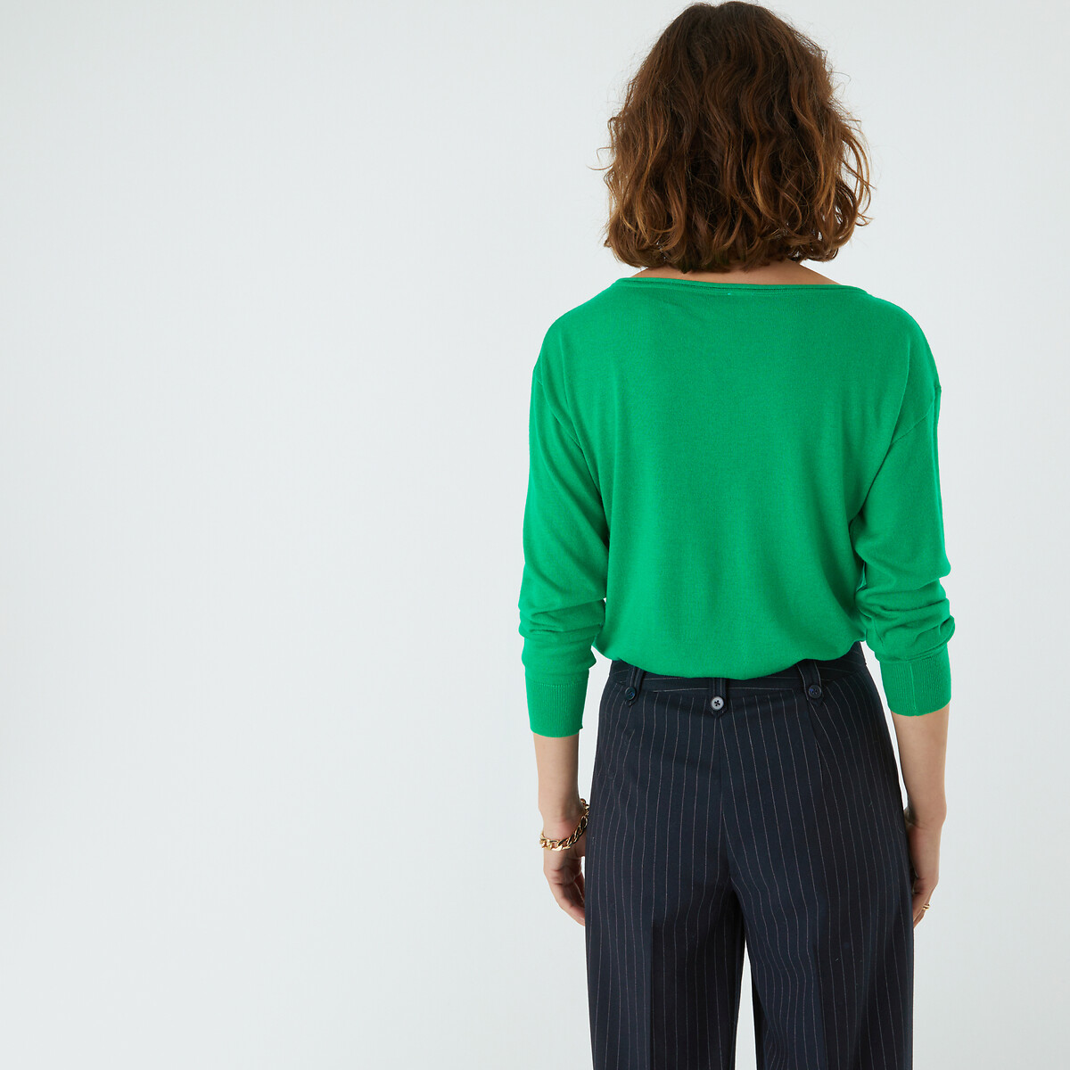 Пуловер с вырезом-лодочкой  XS зеленый LaRedoute, размер XS - фото 4