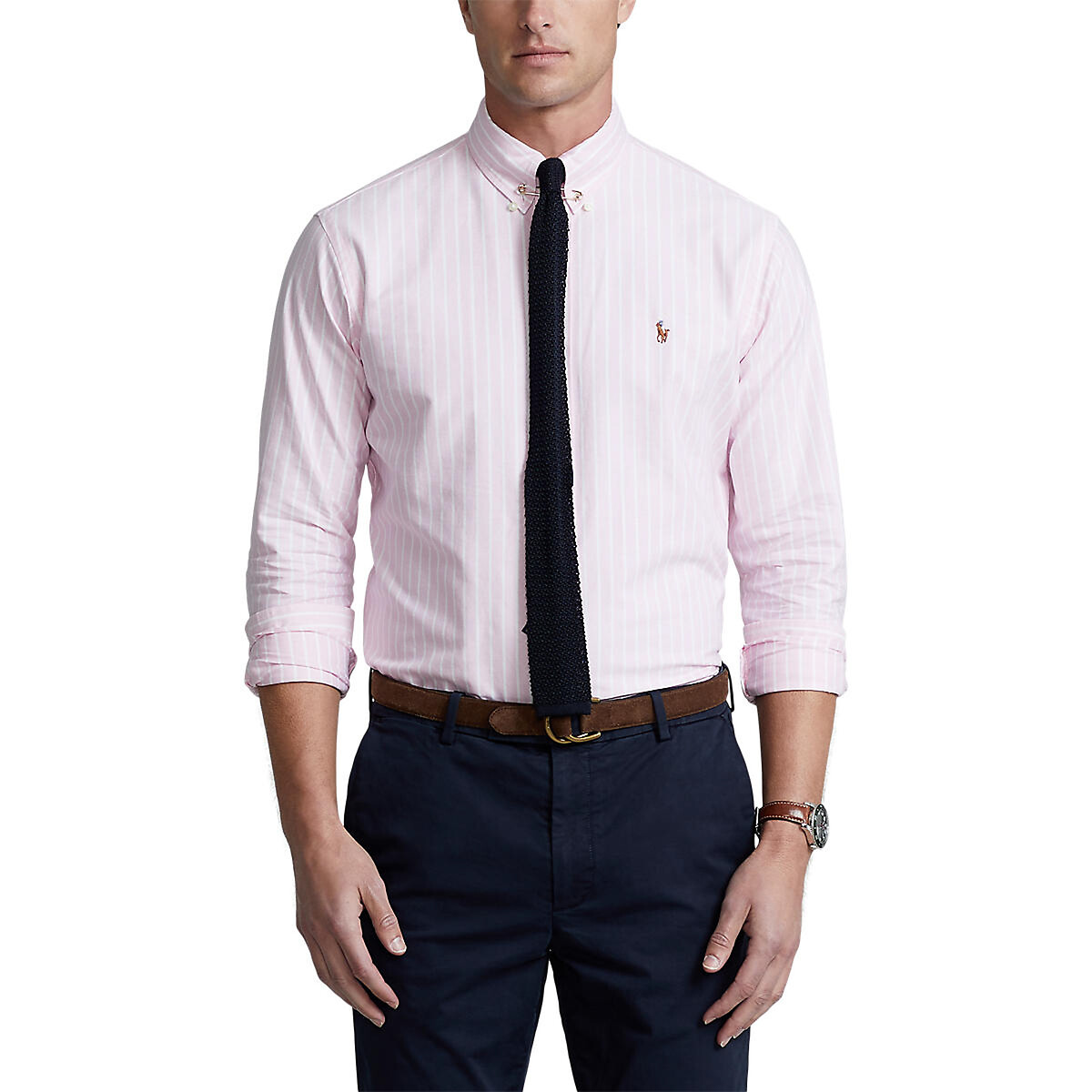 

Рубашка POLO RALPH LAUREN, Розовый, Рубашка Слим из ткани оксфорд в полоску XL розовый