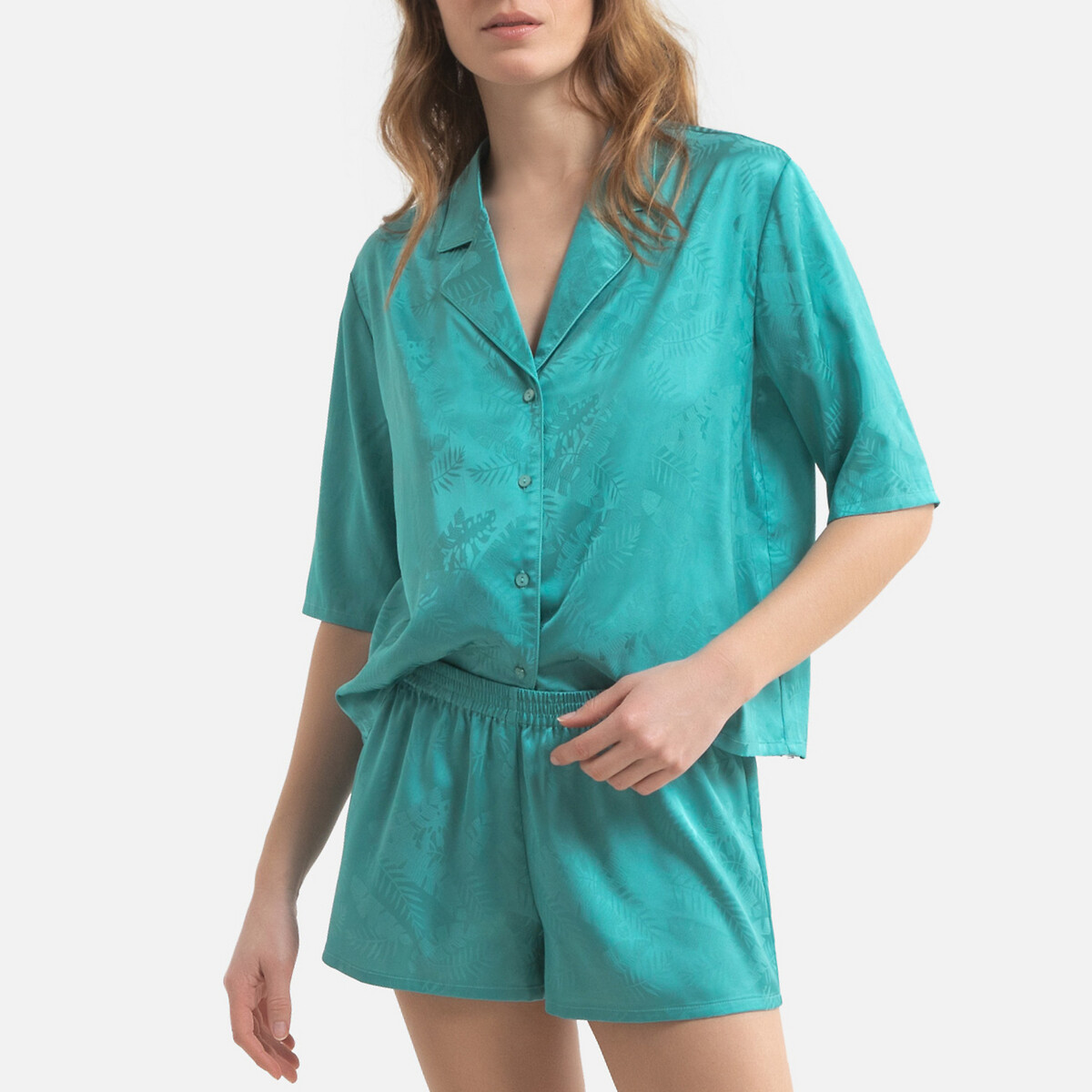 Пижама LaRedoute С короткими рукавами из сатина 44 (FR) - 50 (RUS) зеленый, размер 44 (FR) - 50 (RUS)