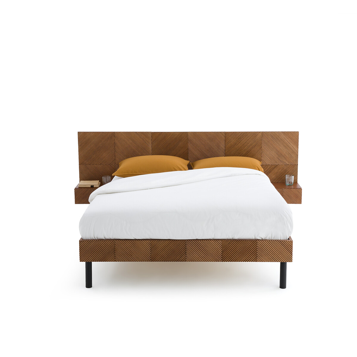 Кровать Со встроенными изголовьями и кроватным основанием Jrem 160 x 200 см каштановый LaRedoute, размер 160 x 200 см - фото 2