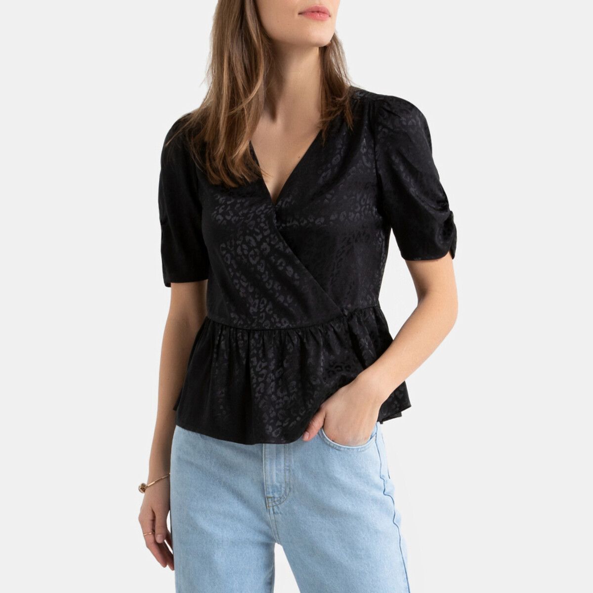 Blouse cache-cœur manches courtes