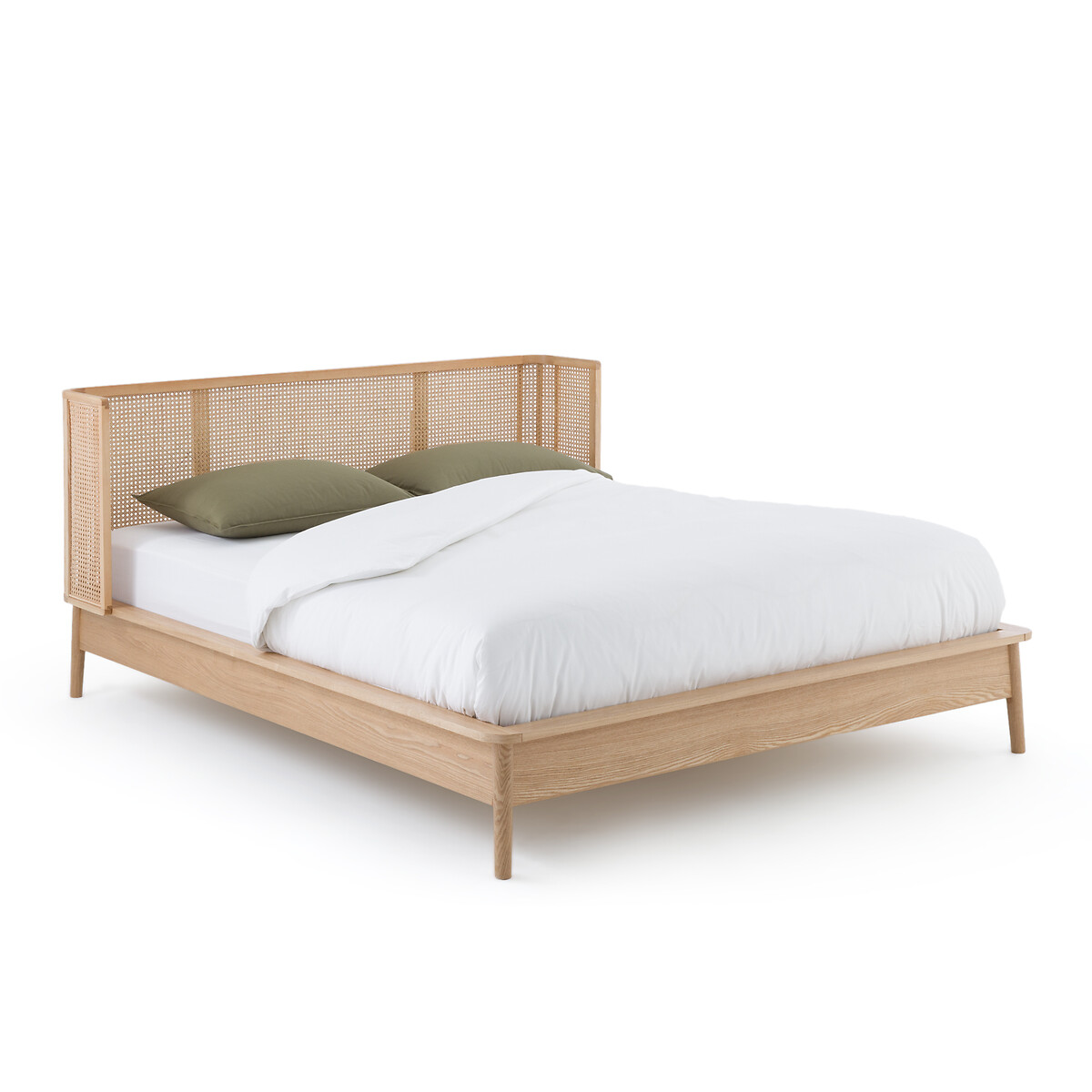 Кровать Из плетеного материала с кроватным основанием Laora 160 x 200 см бежевый