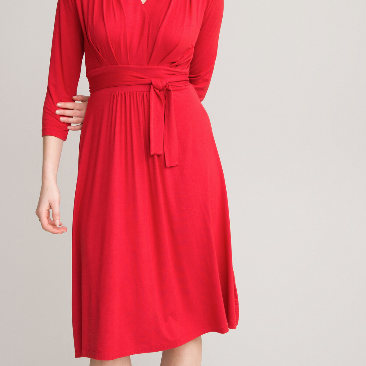 Платье ANNE WEYBURN Расклешенное из струящегося трикотажа с рукавами 34 52 красный, размер 52 - фото 3