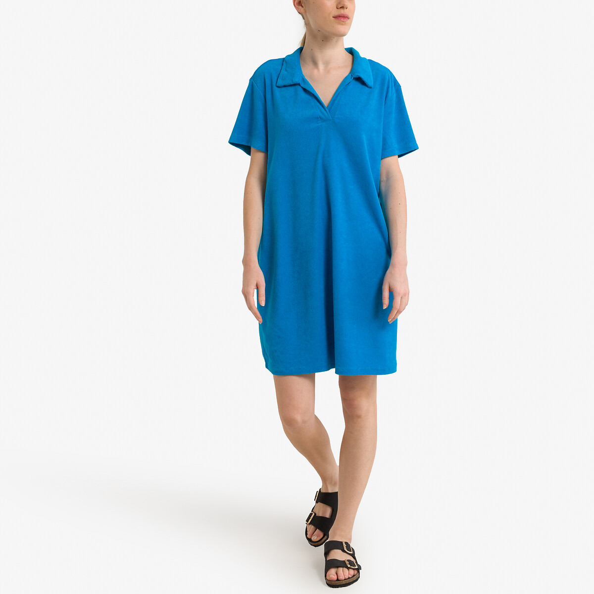 Платье-рубашка Из махрового трикотажа S синий LaRedoute, размер S - фото 2