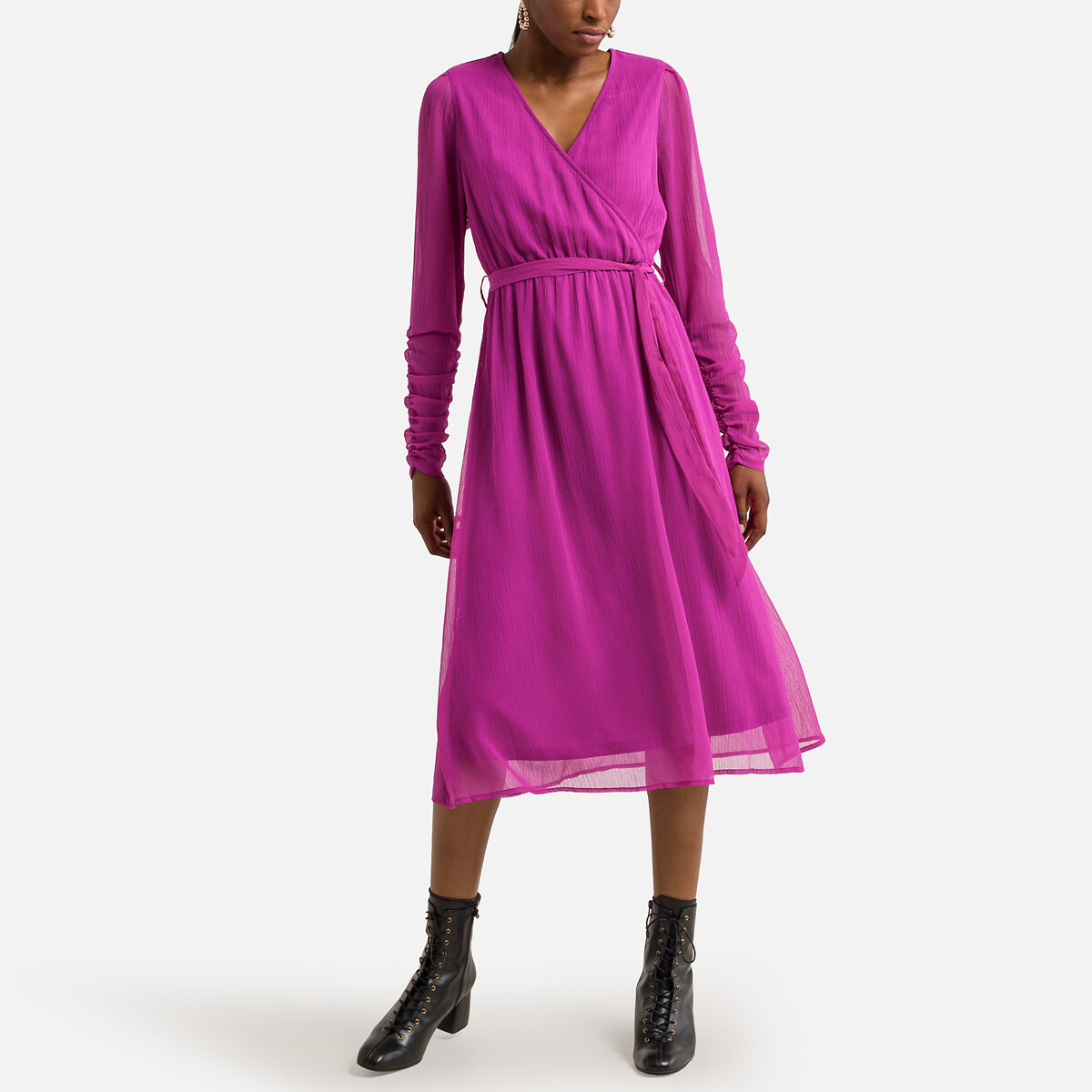 Платье-миди VERO MODA Платье-миди С V-образным вырезом L розовый, размер L - фото 2