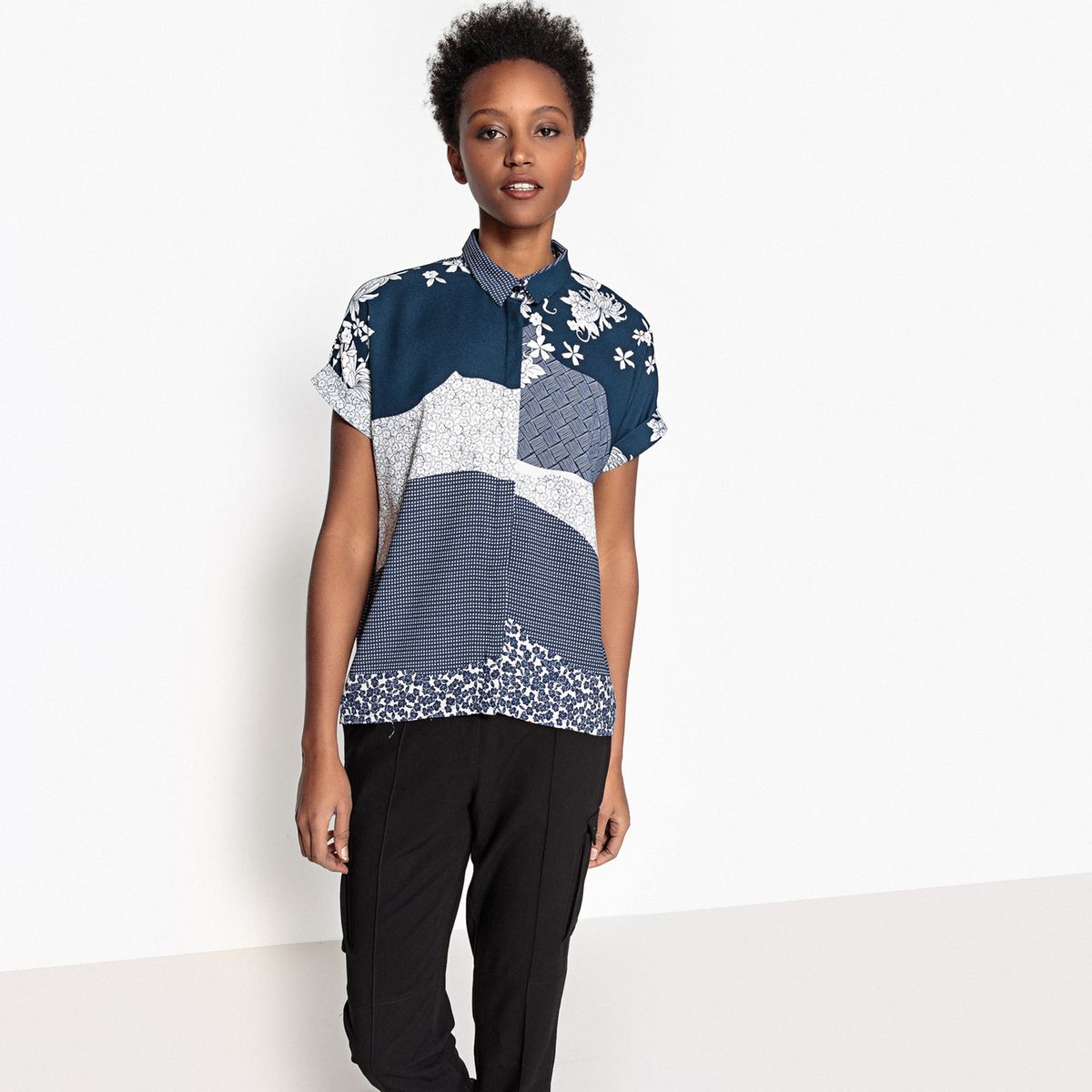 Chemise manches courtes, mix d'imprimés