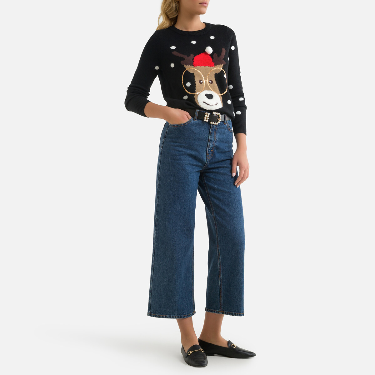 Пуловер VERO MODA Рождественский с рисунком олень XL черный, размер XL - фото 2
