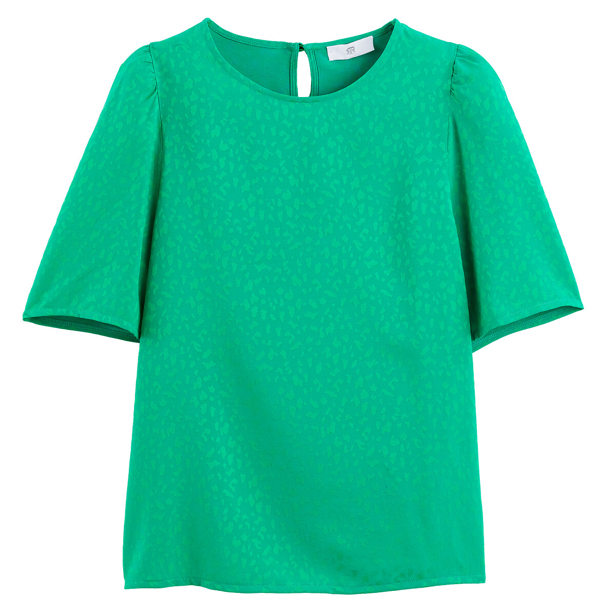 Блузка С круглым вырезом и жаккардовым принтом короткие рукава 44 (FR) - 50 (RUS) зеленый LaRedoute, размер 44 (FR) - 50 (RUS) Блузка С круглым вырезом и жаккардовым принтом короткие рукава 44 (FR) - 50 (RUS) зеленый - фото 5