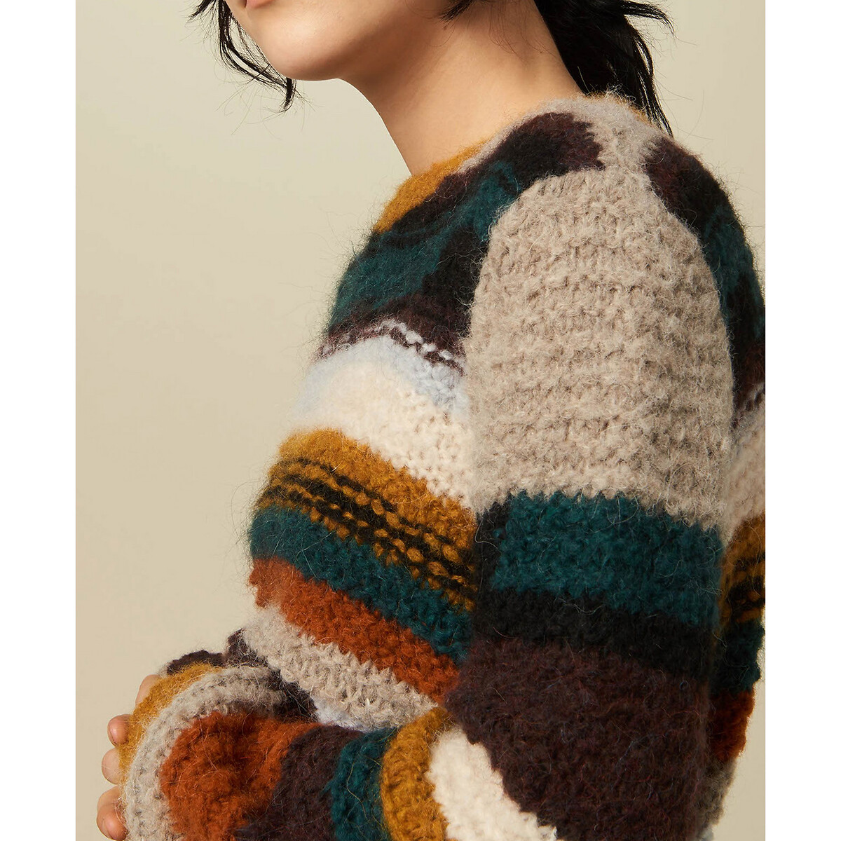 Пуловер LaRedoute С круглым вырезом из трикотажа ALLEN XS разноцветный, размер XS - фото 3
