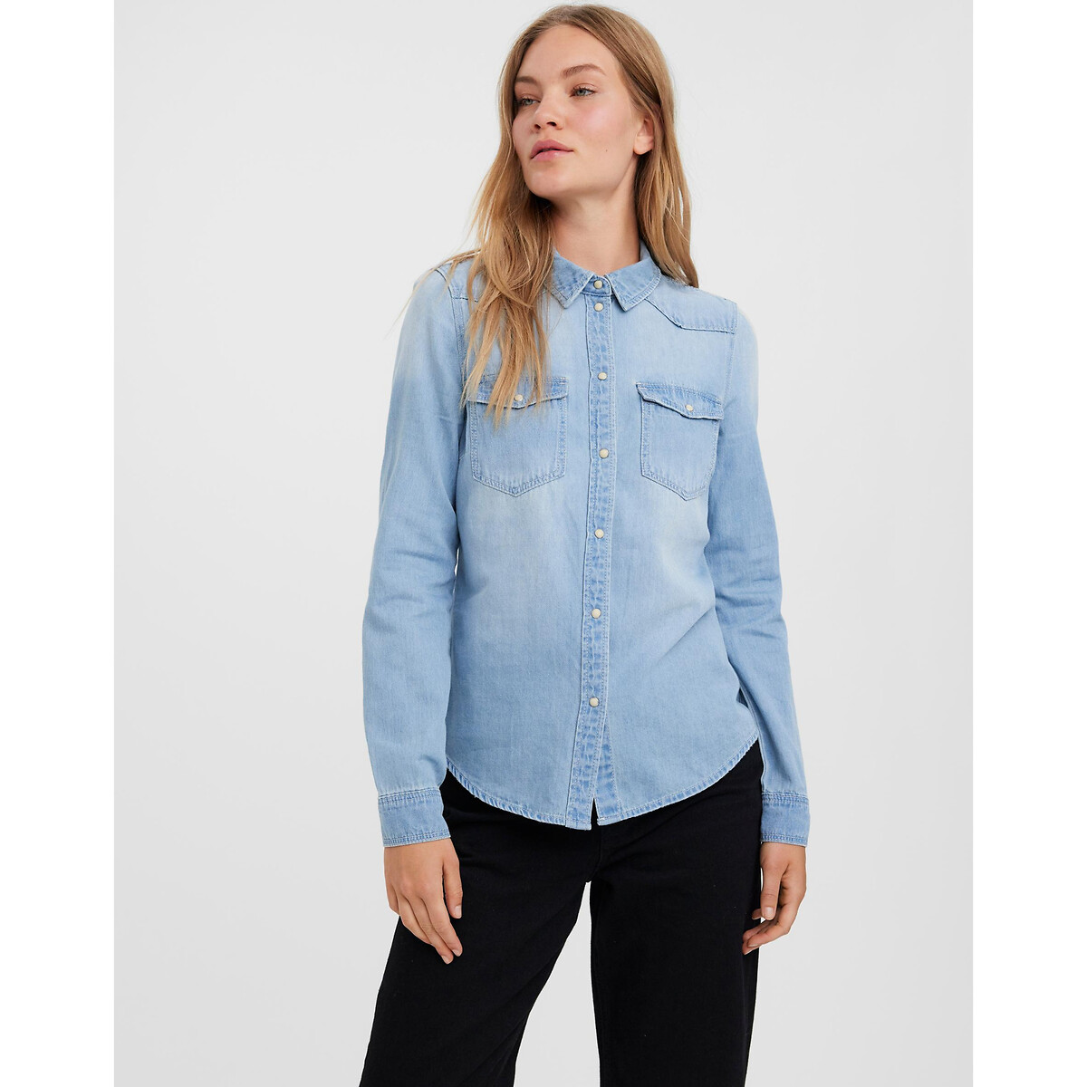 Рубашка Из джинсовой ткани S синий LaRedoute, размер S - фото 1