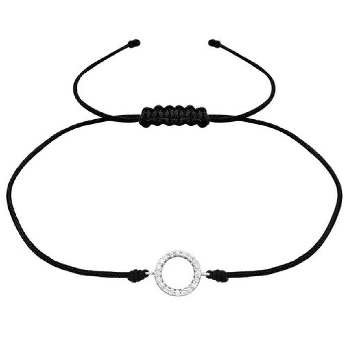 Bracelet Cordon Nylon Cercle Argent 925