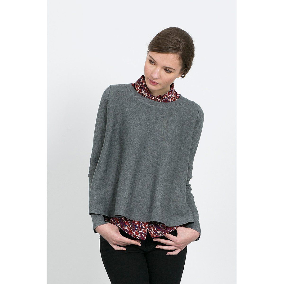 

Пуловер широкий, 70% вискозы, CECILE BURGUNDY JUMPER