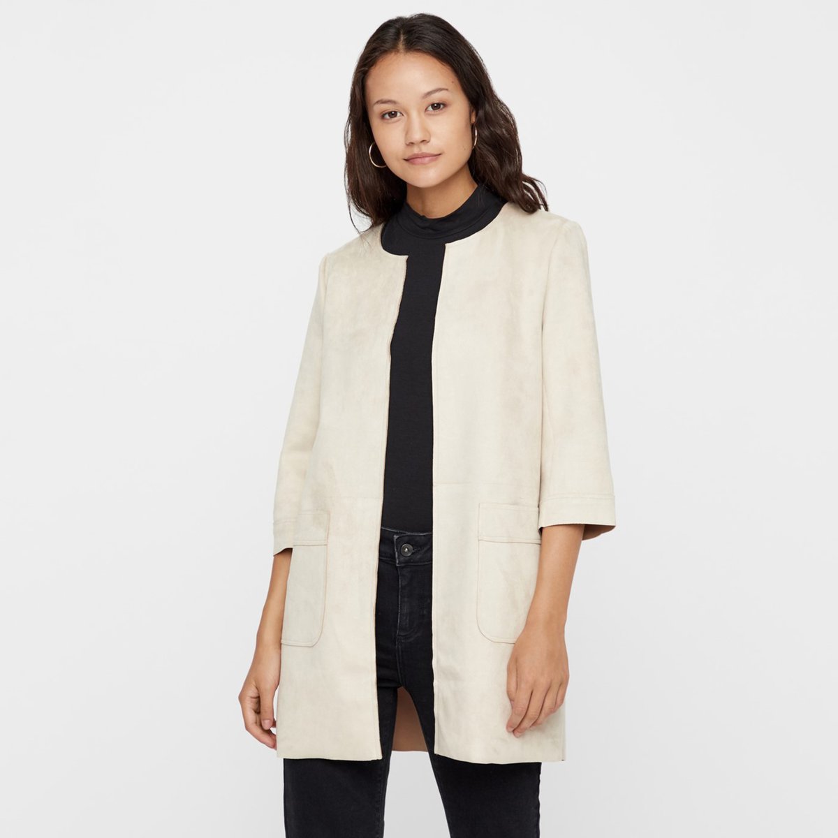Жакет La Redoute Длинный без застежек с замшевым эффектом XS бежевый lbellagiovanna redfushia белый бежевый xs