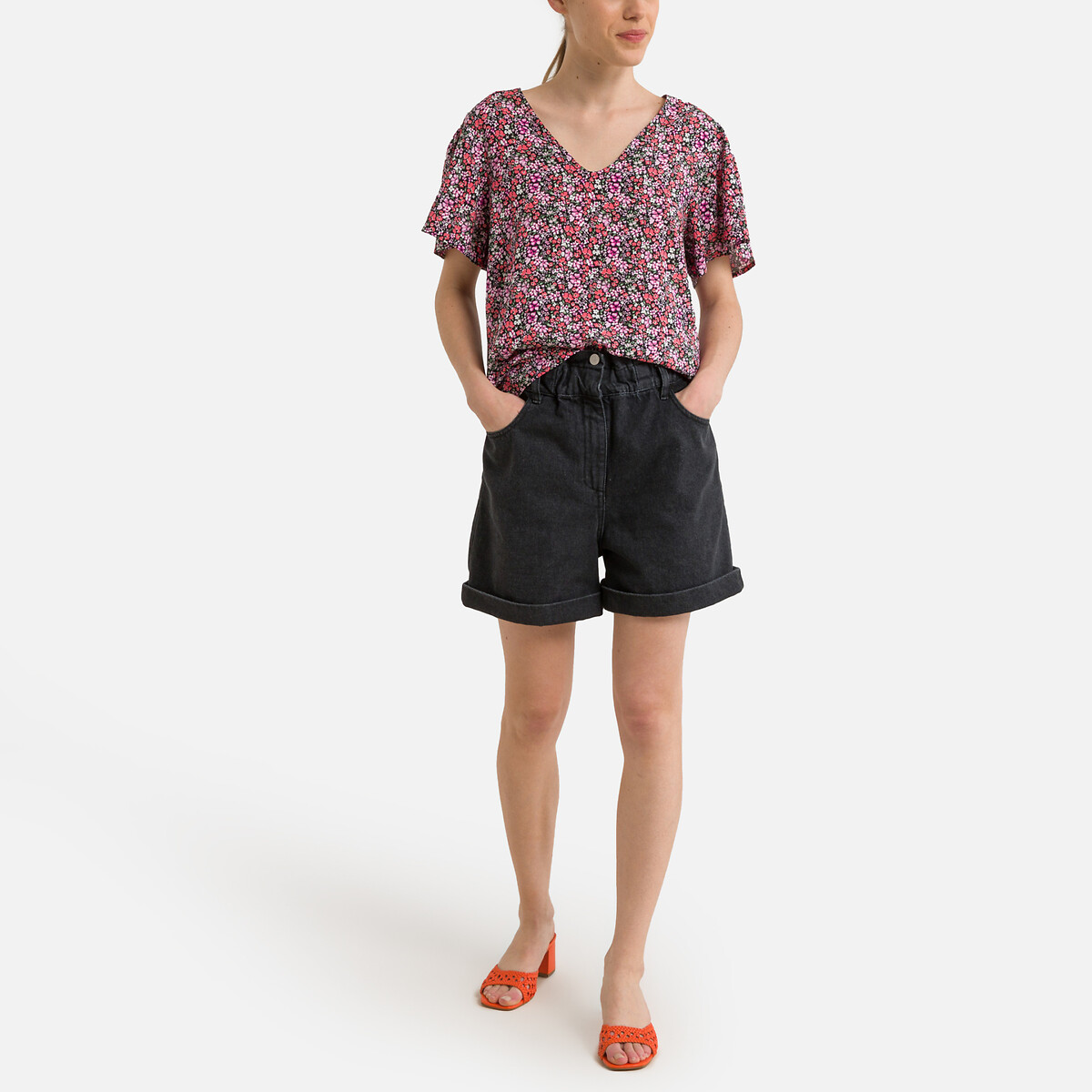 Блузка С короткими рукавами и принтом L разноцветный LaRedoute, размер L - фото 2