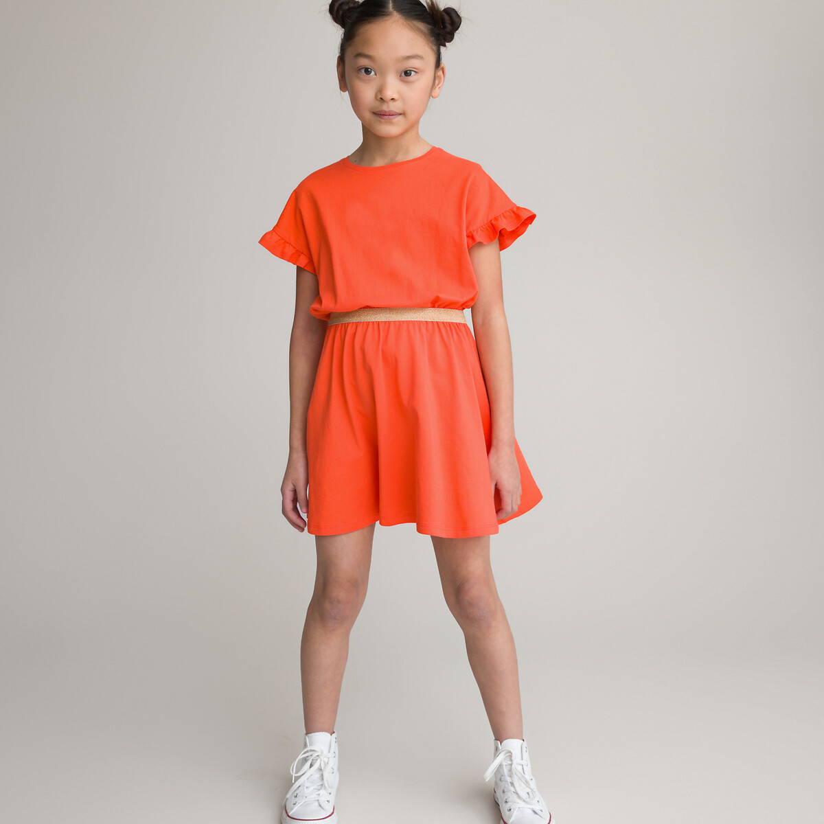 Платье С короткими рукавами с воланами 5 лет - 108 см оранжевый LaRedoute, размер 5 лет - 108 см - фото 1