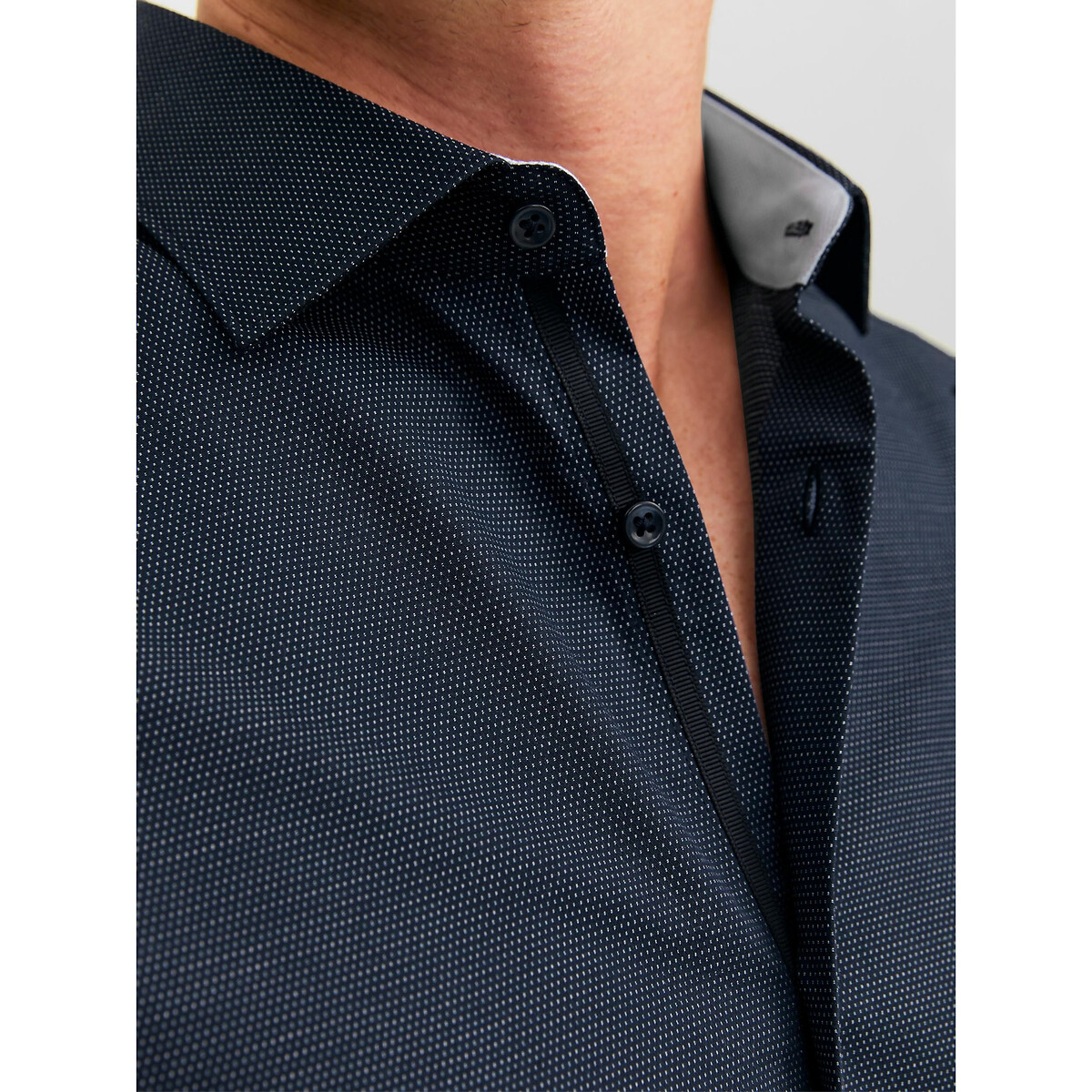 Рубашка Слим из ткани стрейч M синий LaRedoute, размер M - фото 3