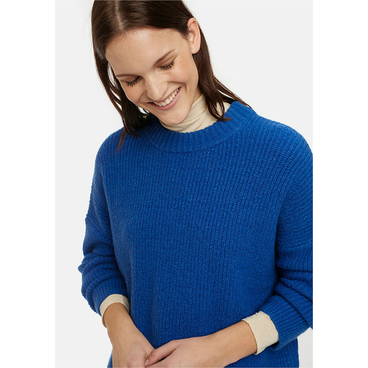 Пуловер La Redoute С круглым вырезом широкого покроя M синий, размер M - фото 3