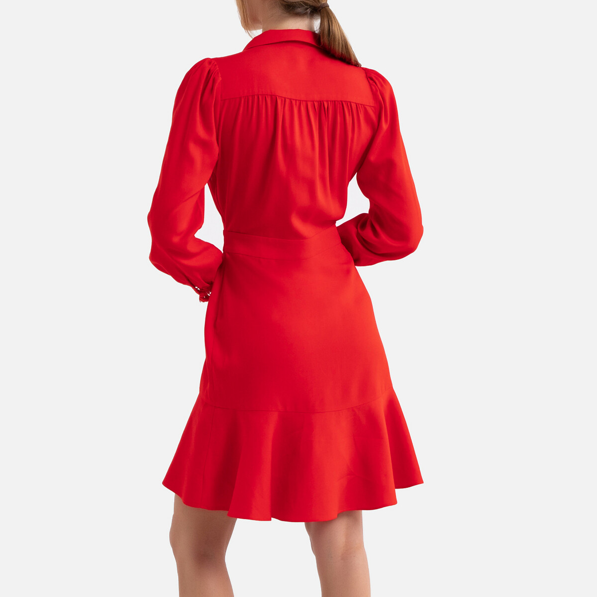Платье La Redoute Короткое с V-образным декольте длинные рукава 3(L) красный, размер 3(L) Короткое с V-образным декольте длинные рукава 3(L) красный - фото 3