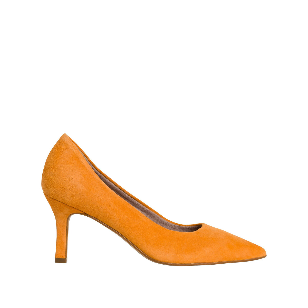 Туфли-лодочки из кожи с заостренным мыском на каблуке 40 оранжевый фото