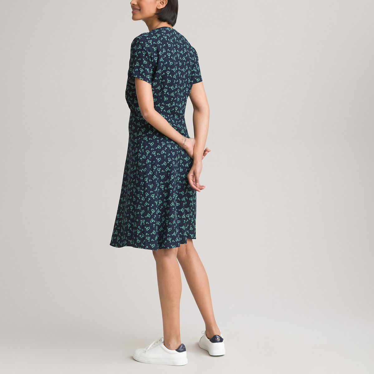 Платье LA REDOUTE COLLECTIONS С v-образным вырезом короткие рукава с принтом 40 разноцветный, размер 40 - фото 4