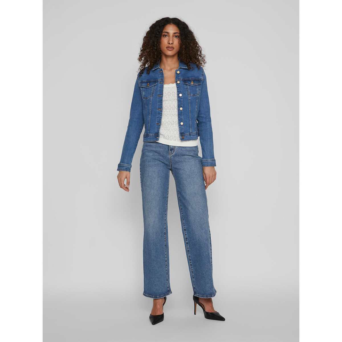 Жакет Короткий из джинсовой ткани M синий LaRedoute, размер M - фото 4