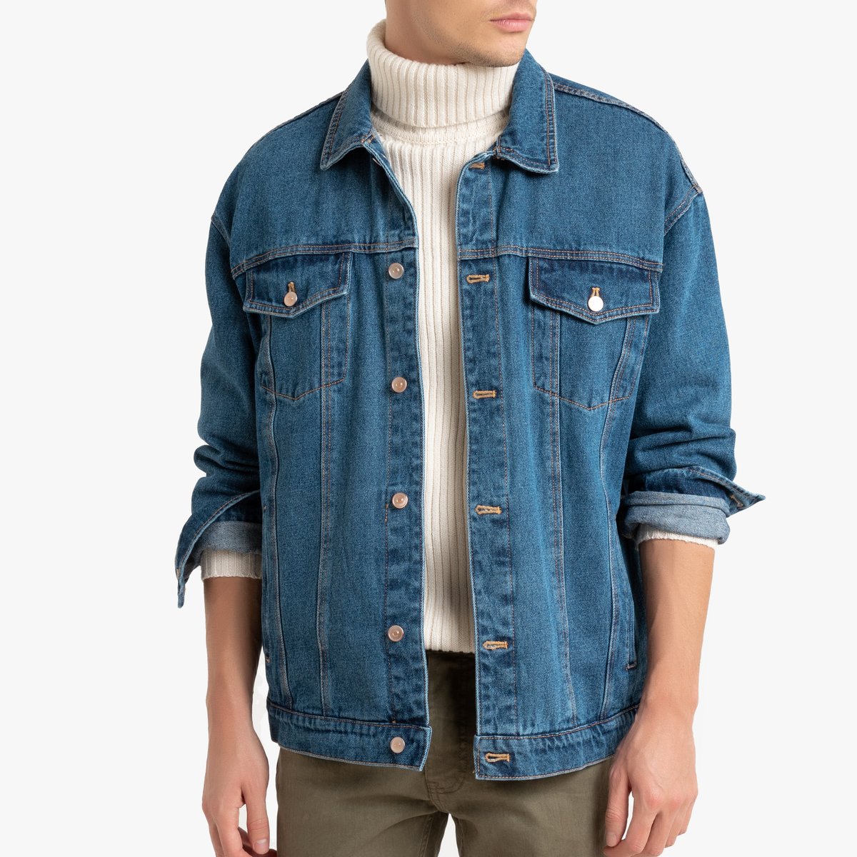 Куртка La Redoute Покроя оверсайз из джинсовой ткани свободный покрой L синий, размер L