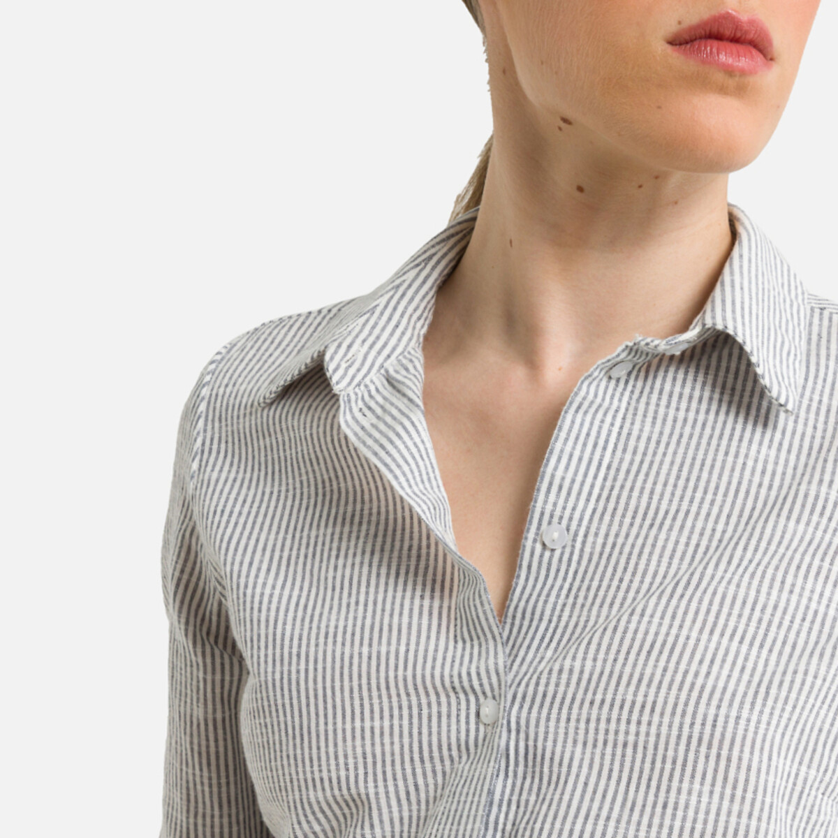 Блузка В тонкую полоску S белый LaRedoute, размер S - фото 3