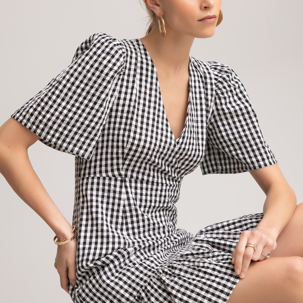 

Платье LA REDOUTE COLLECTIONS, Черный, Короткое с эффектом запаха в клетку виши 46 черный