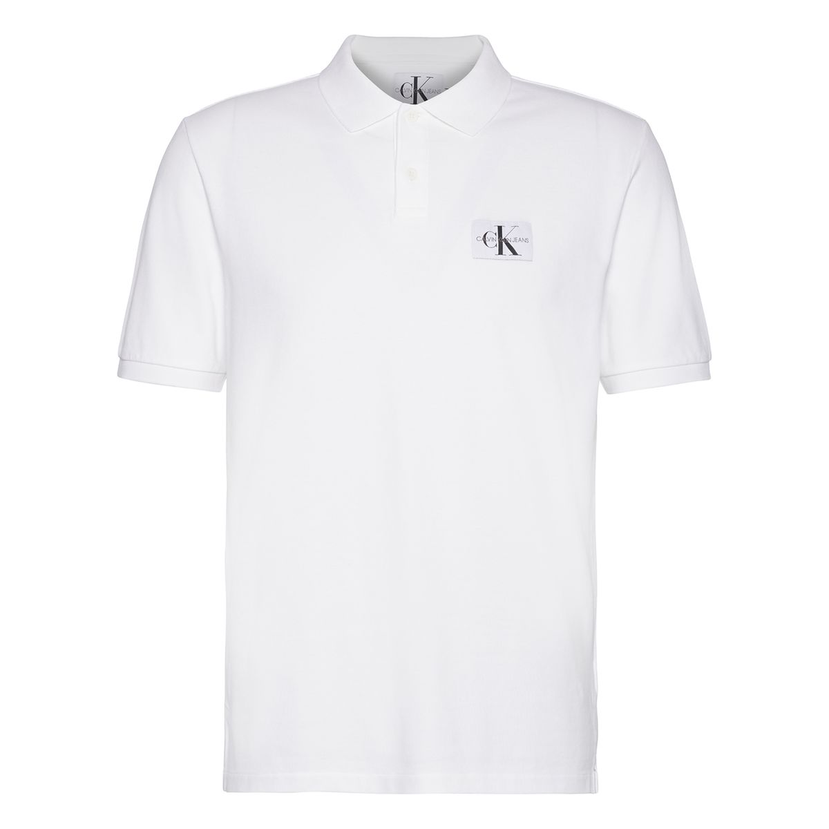 Polo manches courtes logo CK poitrine, pur coton