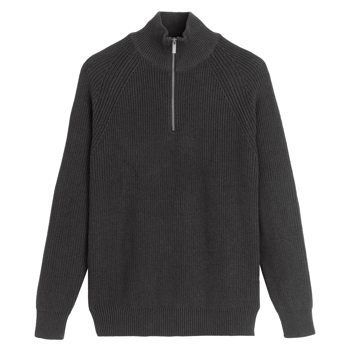 Пуловер LaRedoute С воротником-стойкой на молнии в английский рубчик L серый, размер L - фото 5