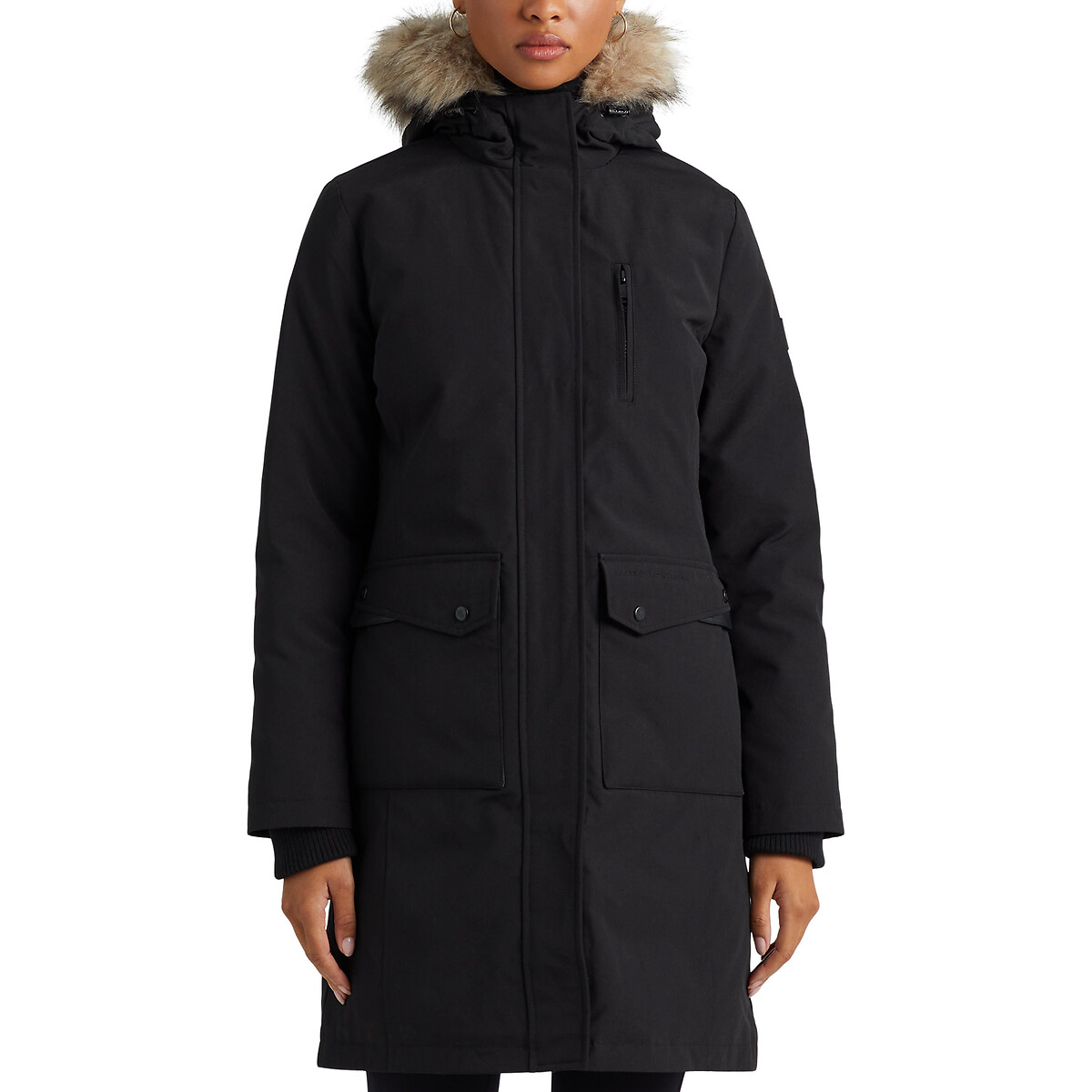 Пальто Средней длины со съемным капюшоном M черный