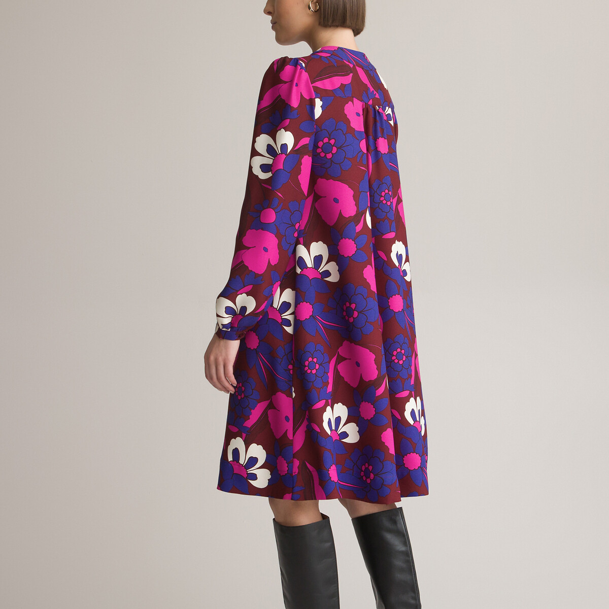 Платье Прямое средней длины с цветочным принтом 58 фиолетовый LaRedoute, размер 58 - фото 4