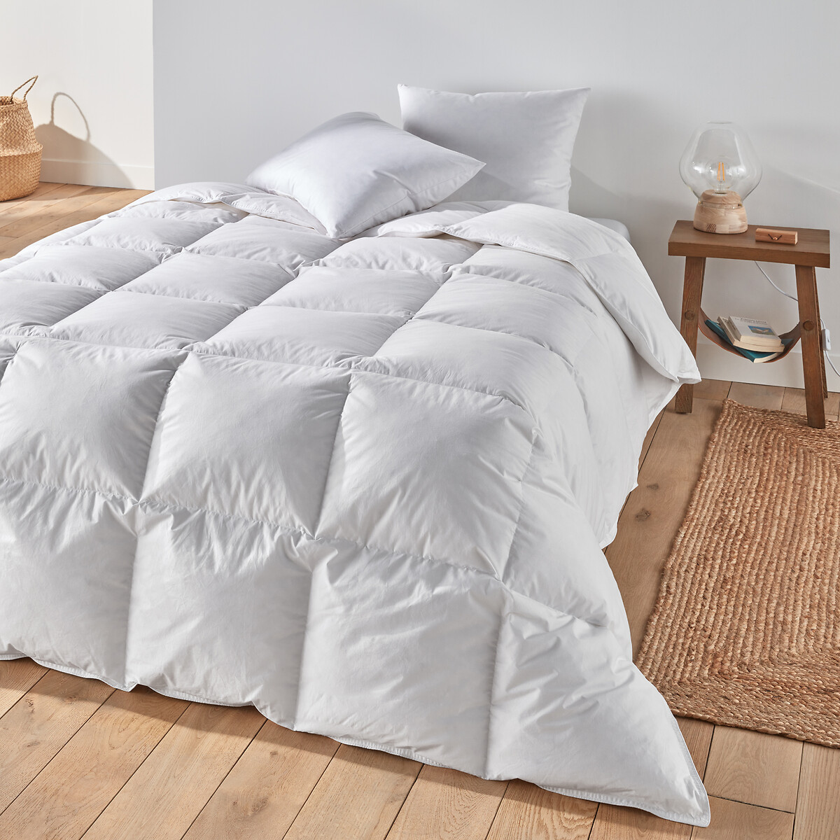 Одеяло La Redoute Натуральное для комфортного сна Теплое  пуха  перьев 200 x 200 см белый, размер 200 x 200 см - фото 1