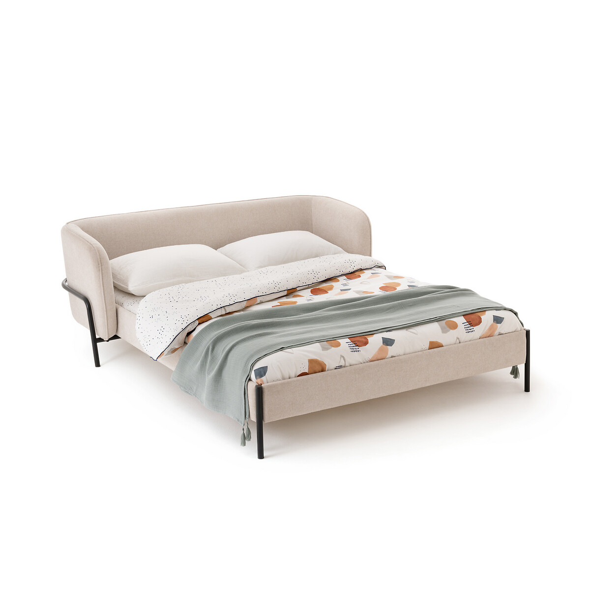 Кровать LaRedoute Кровать С обивкой с кроватным основаниемLaika 160 x 200 см бежевый