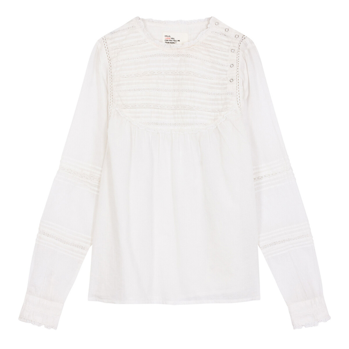 

Блузка LaRedoute, Белый, Из биохлопка с вышивкой и длинными рукавами CAMELIA XS белый