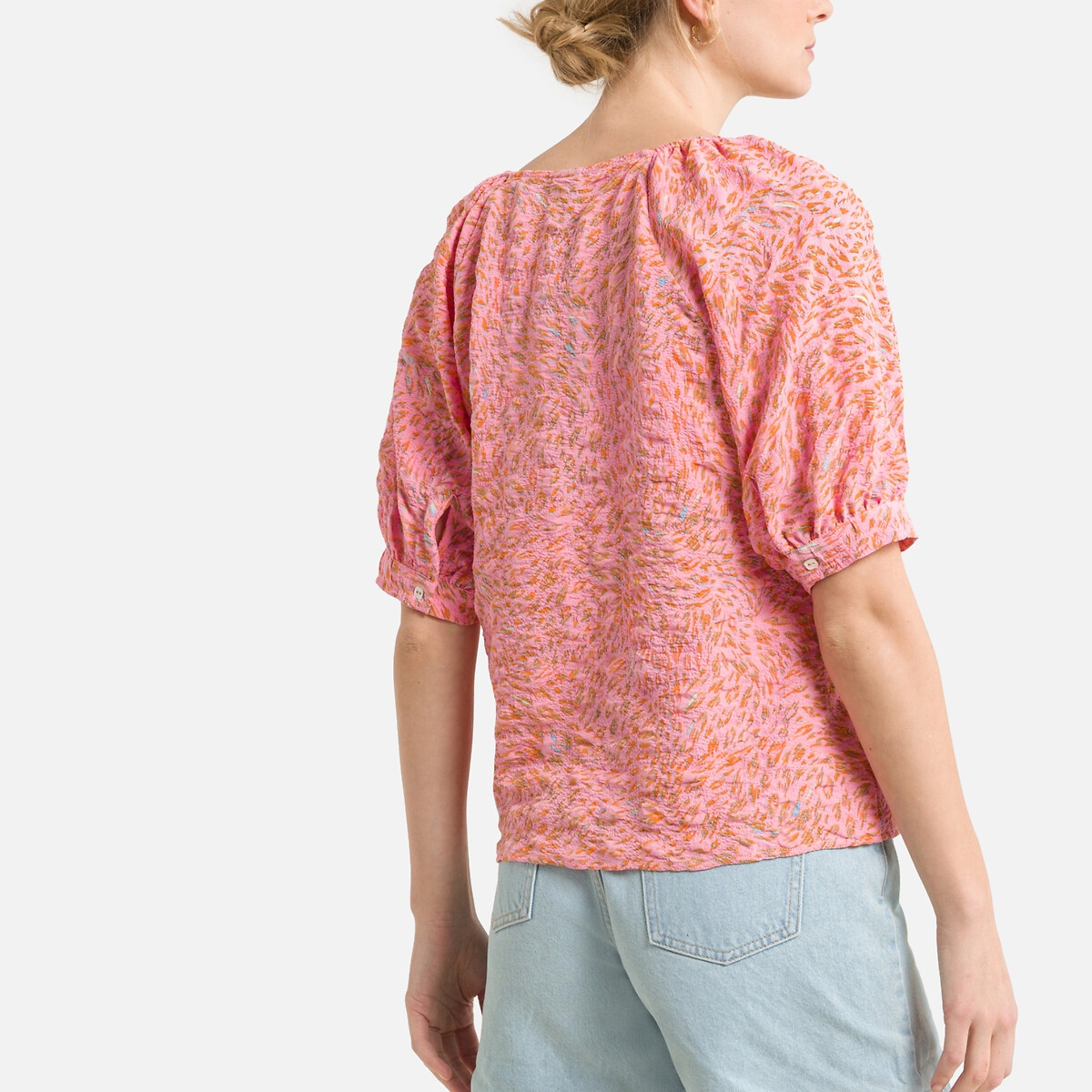 Блузка VERO MODA С короткими рукавами леопардовый принт S розовый, размер S - фото 4