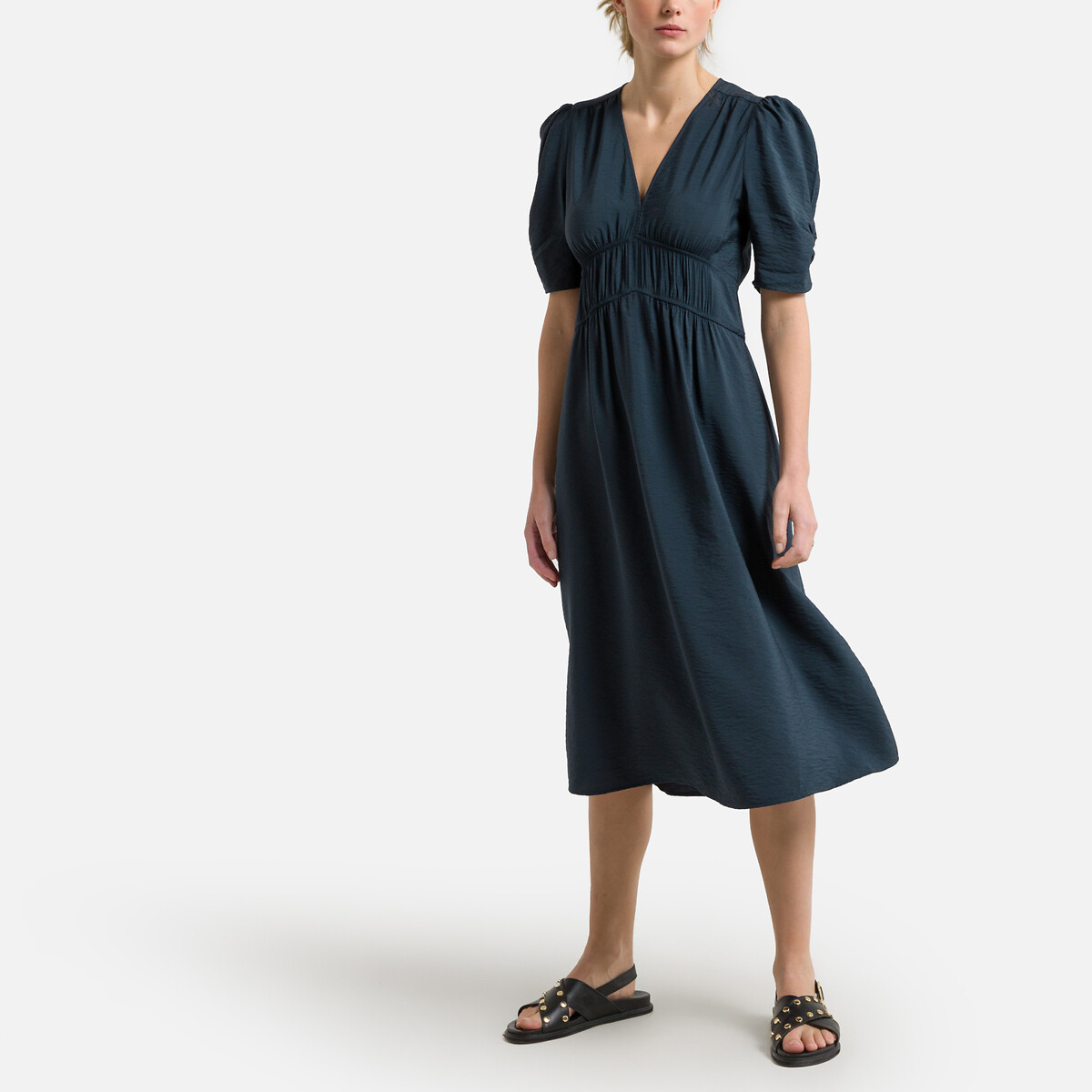 Платье BA&SH Объемного покроя с напускными рукавами LINDA 0(XS) синий, размер 0(XS) Объемного покроя с напускными рукавами LINDA 0(XS) синий - фото 1