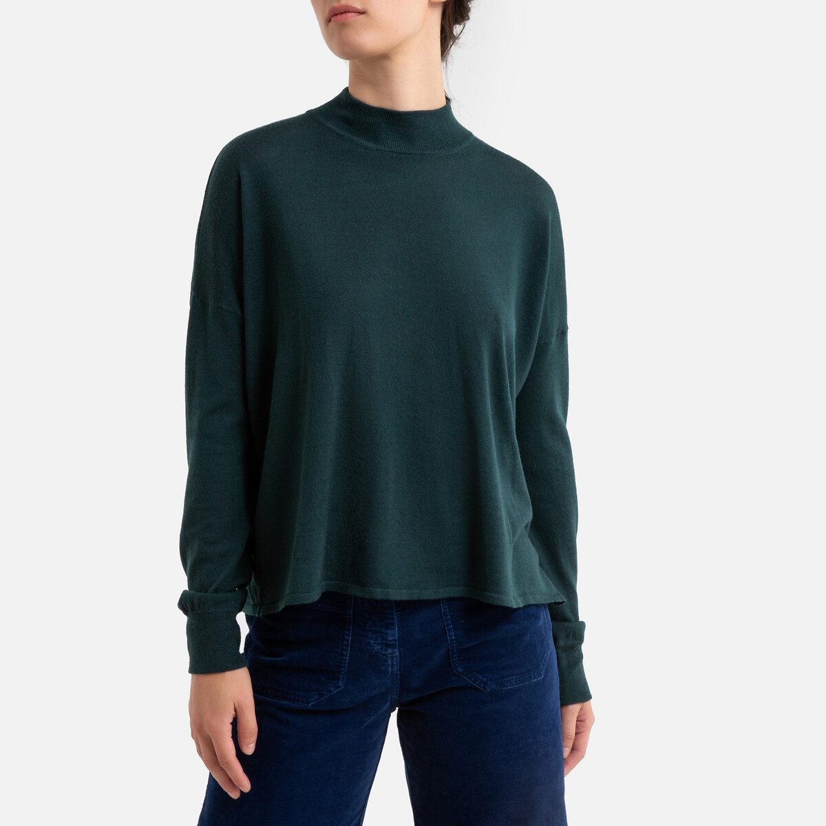 Пуловер La Redoute С воротником-стойкой из тонкого трикотажа MASSA XS зеленый, размер XS - фото 1