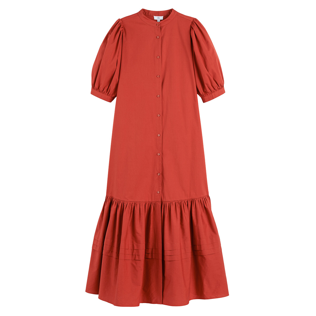 Платье С круглым вырезом и короткими рукавами с напуском низ с воланом 54 красный LaRedoute, размер 54 - фото 5