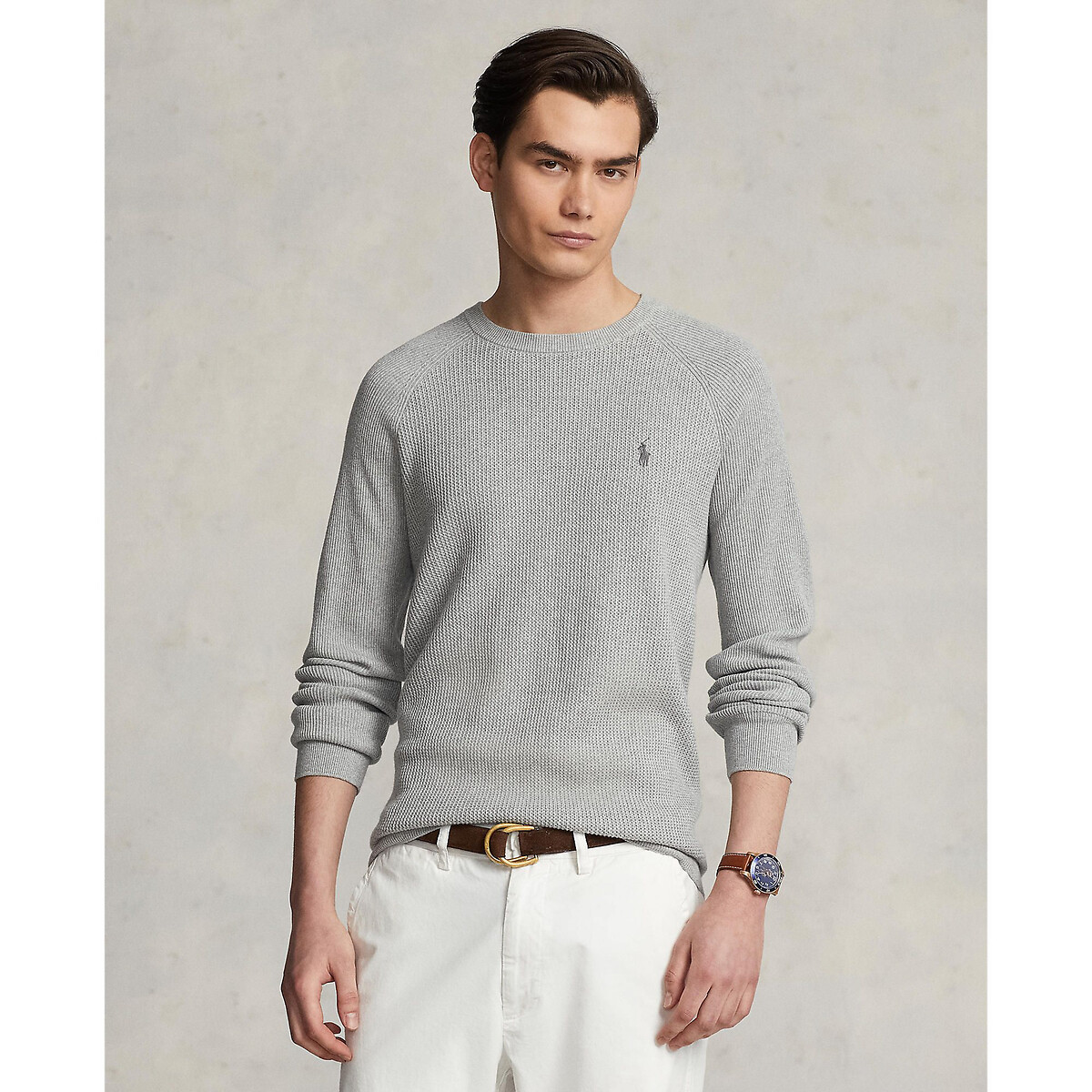 Пуловер с круглым вырезом из тонкого трикотажа XL серый пуловер в стиле тельняшки с круглым вырезом из тонкого трикотажа m бежевый
