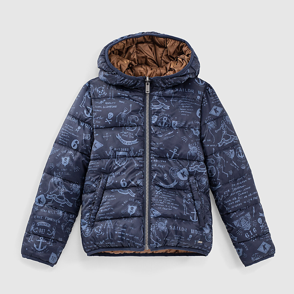 Куртка IKKS JUNIOR Стеганая с капюшоном двухсторонняя 4-14 лет 12 лет -150 см синий, размер 12 лет -150 см