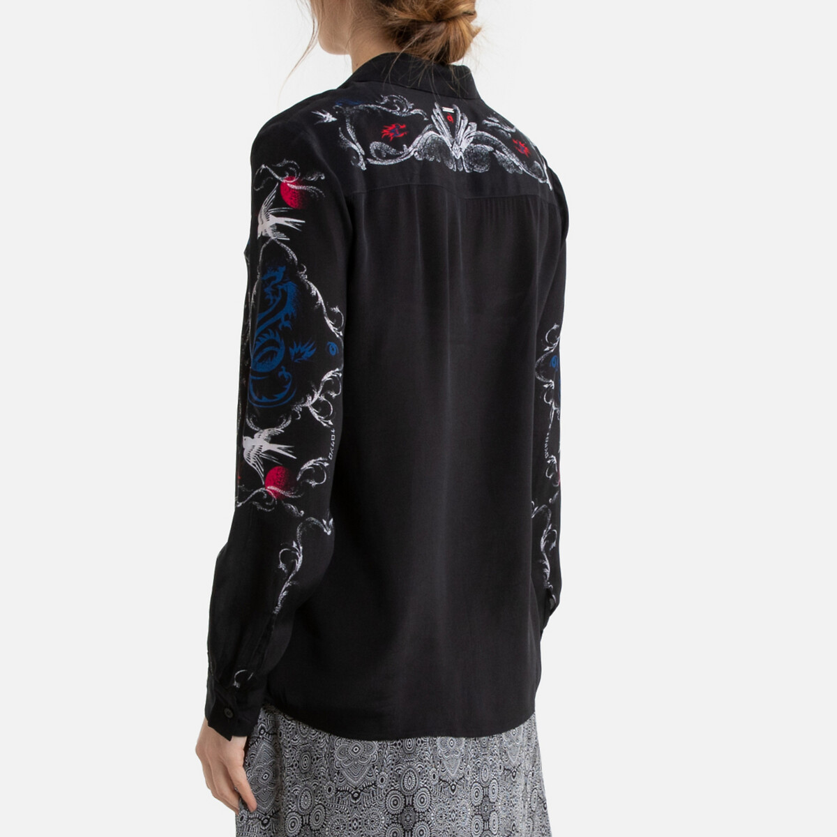 

Блузка LaRedoute, Черный, С рисунком и длинными рукавами 38 (FR) - 44 (RUS) черный