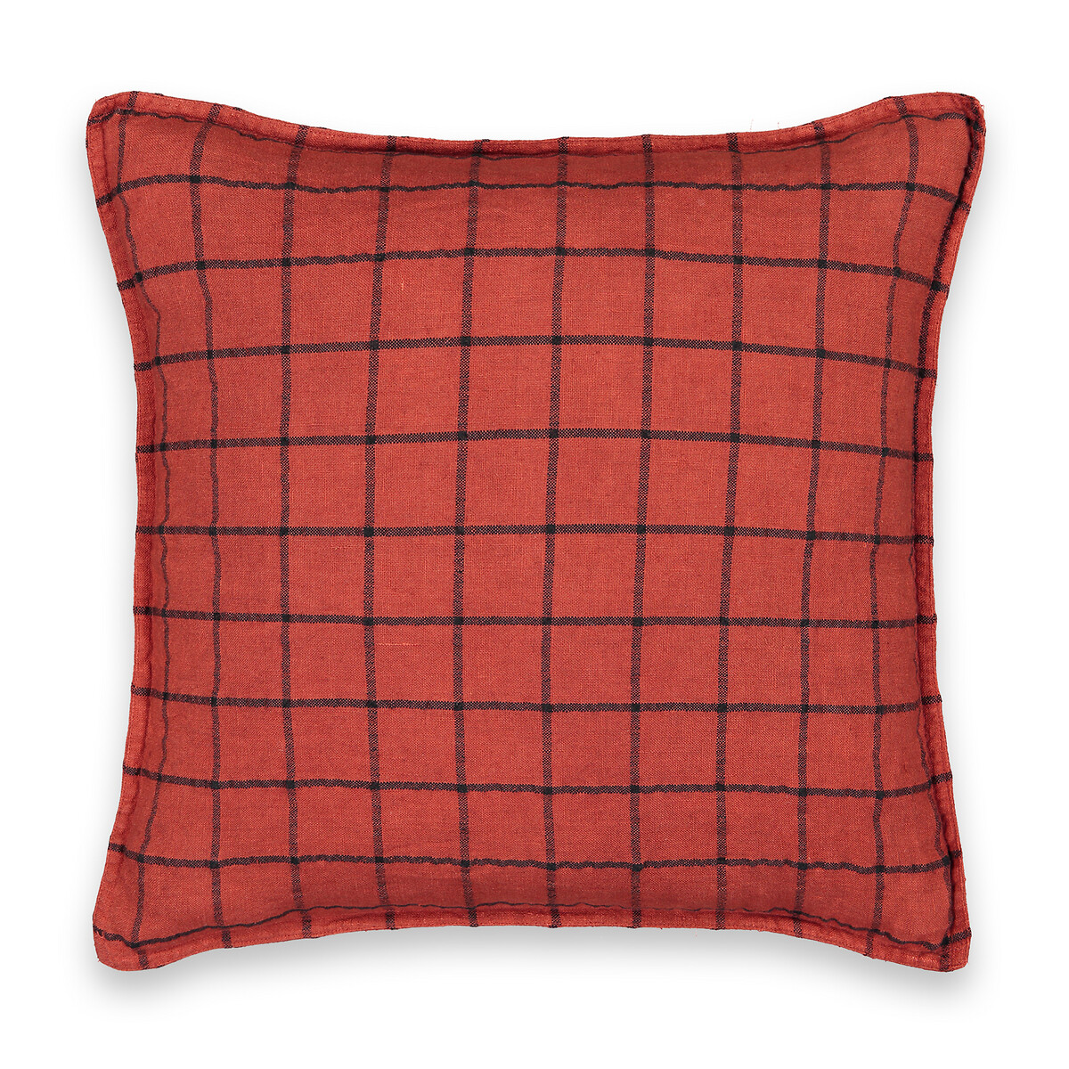Чехол LaRedoute На подушку из льна Barley 45 x 45 см красный, размер 45 x 45 см - фото 1