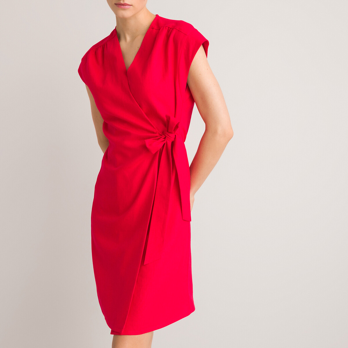 Платье LA REDOUTE COLLECTIONS Короткое с запахом с короткими рукавами 50 красный, размер 50 - фото 3