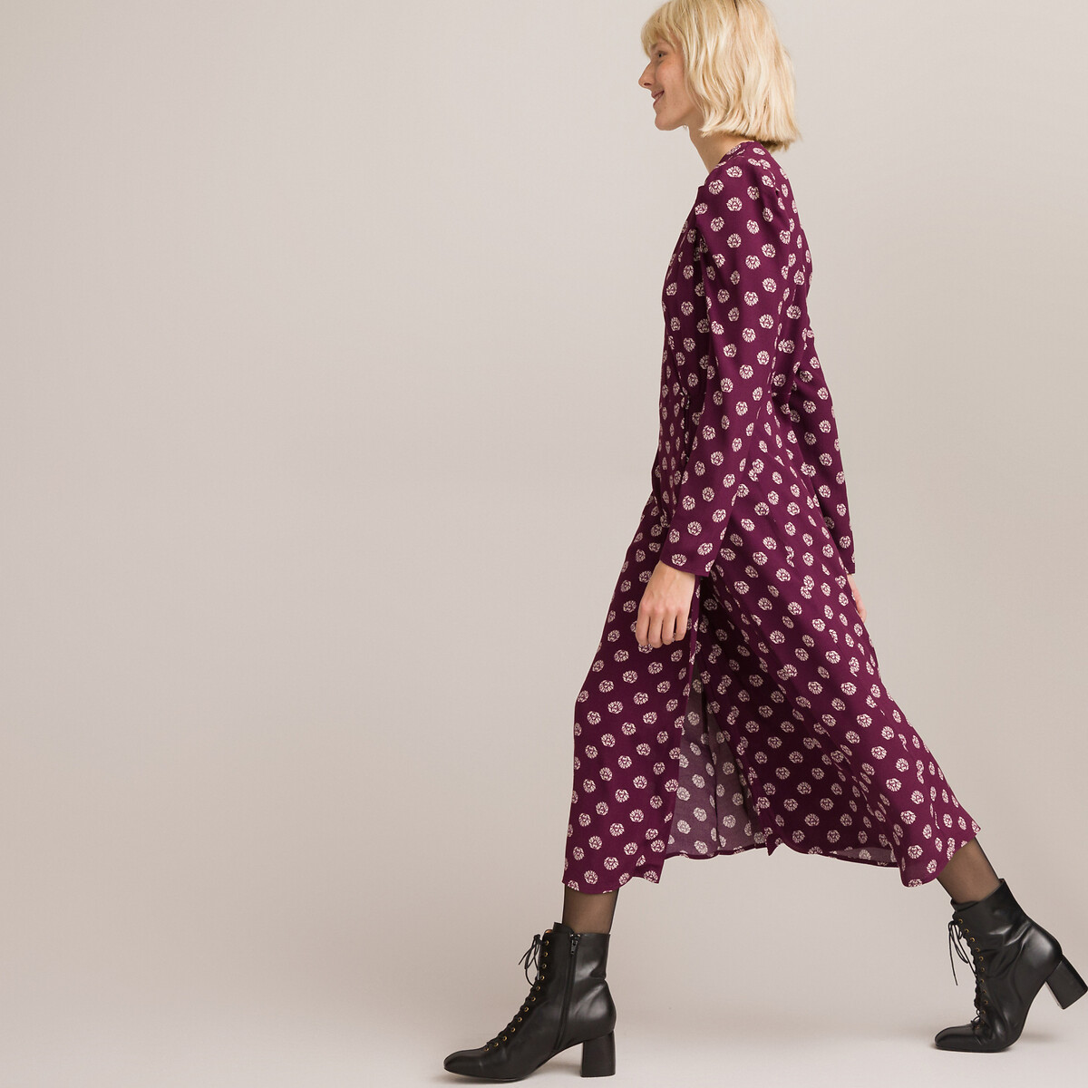 Платье LA REDOUTE COLLECTIONS Платье Длинное расклешенное из трикотажа джерси 58 фиолетовый, размер 58 - фото 2