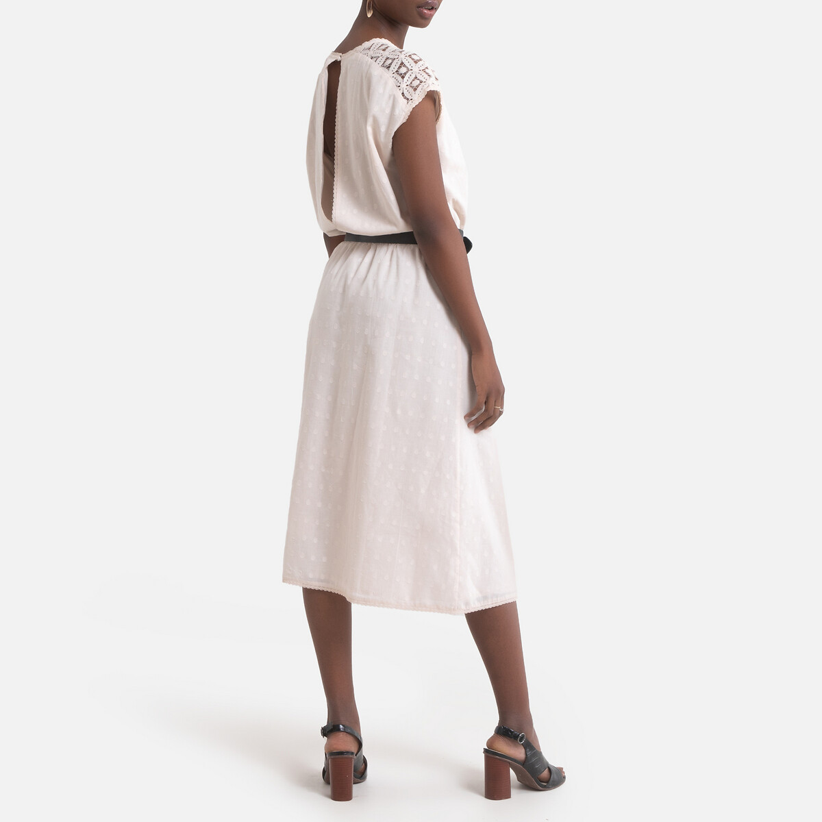 Платье-миди LaRedoute Короткие рукава S белый, размер S - фото 3