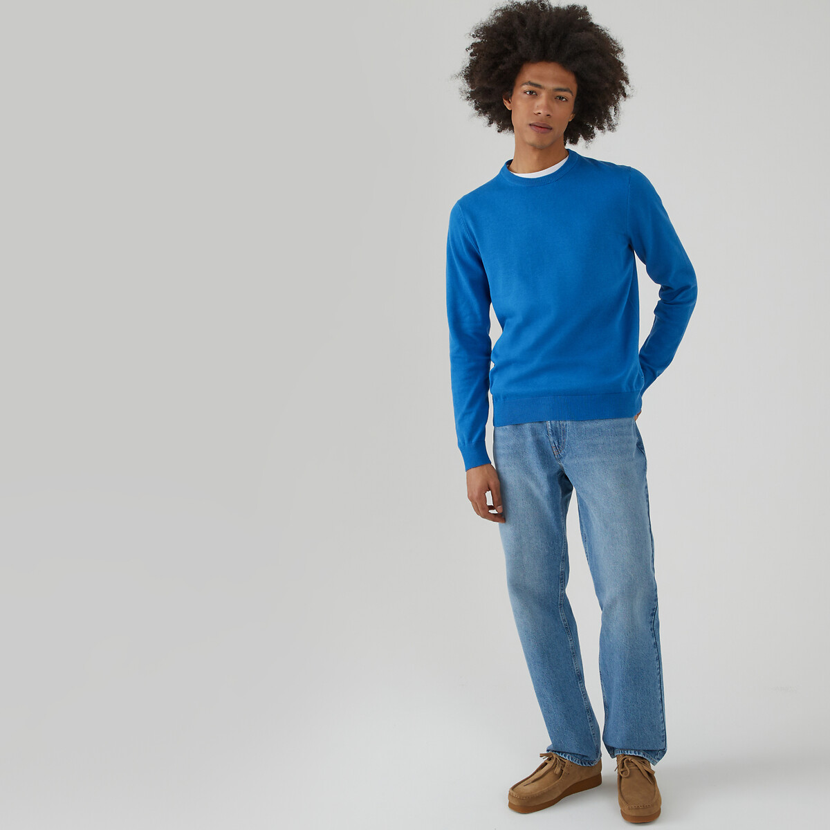 Пуловер с круглым вырезом из тонкого трикотажа  XXL синий LaRedoute, размер XXL - фото 2
